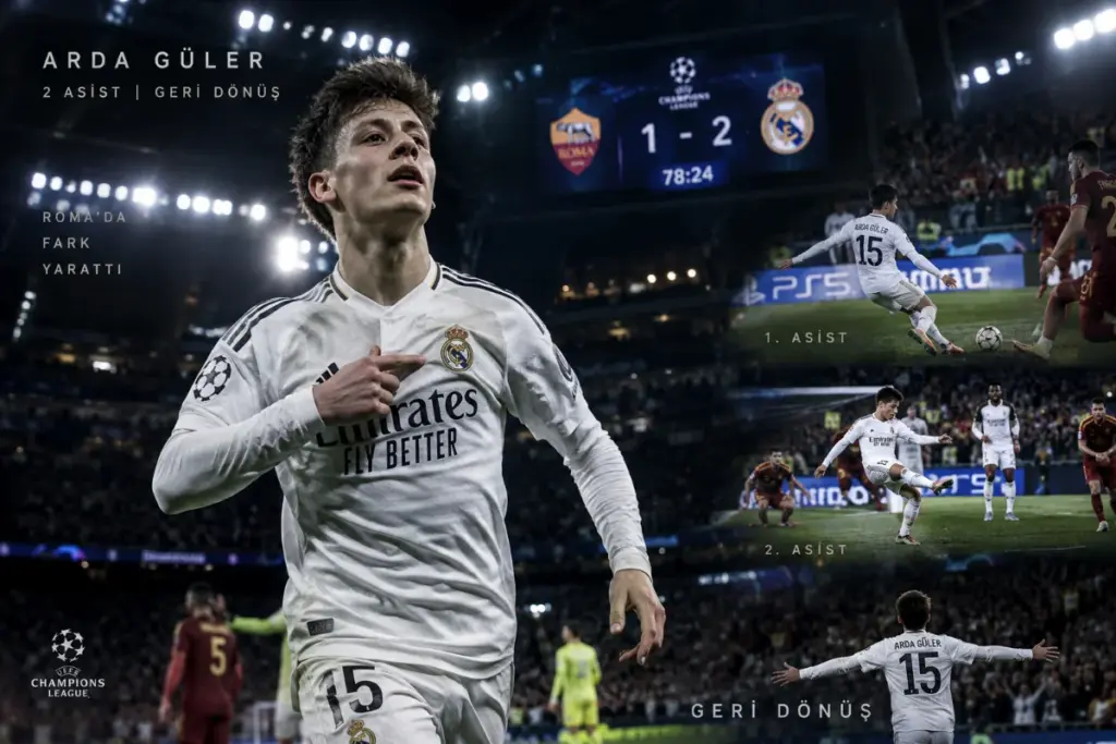 Arda Güler’in Roma Deplasmanındaki Sihri: Real Madrid’i İpten Alan Performans